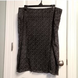 NY Collection Black & White Geometric Midi Skirt 2X Sheer Career Office Dressy